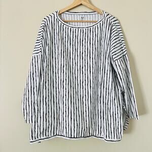 M x Matthildur Karen Top Women's Blouse Top Shirt L/XL White Stripe Pinstripe
